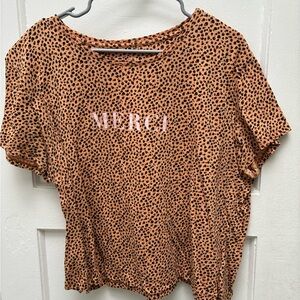 Saturday Sunday by Anthropologie Merci Leopard Print Short Sleeve Tee